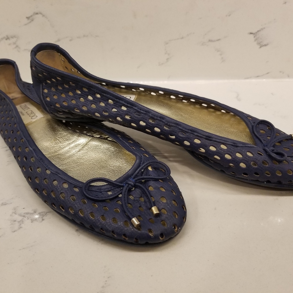 Jimmy Choo leather perferated flats